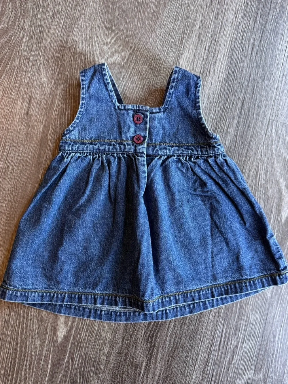 Vintage Gymboree Jean Flower Embroidered Dress Size 0-3 Months
